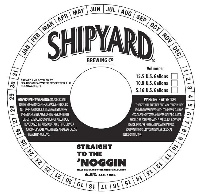 Straight to the 'Noggin — full label as filed with TTB