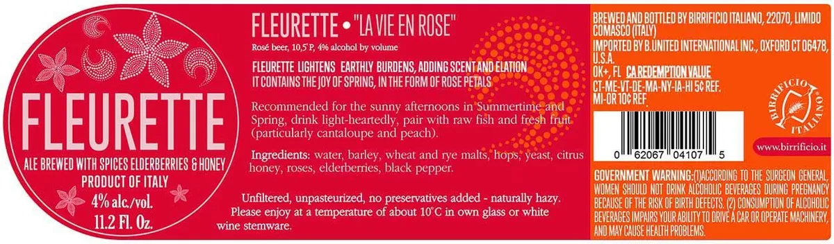 Fleurette — full label as filed with TTB