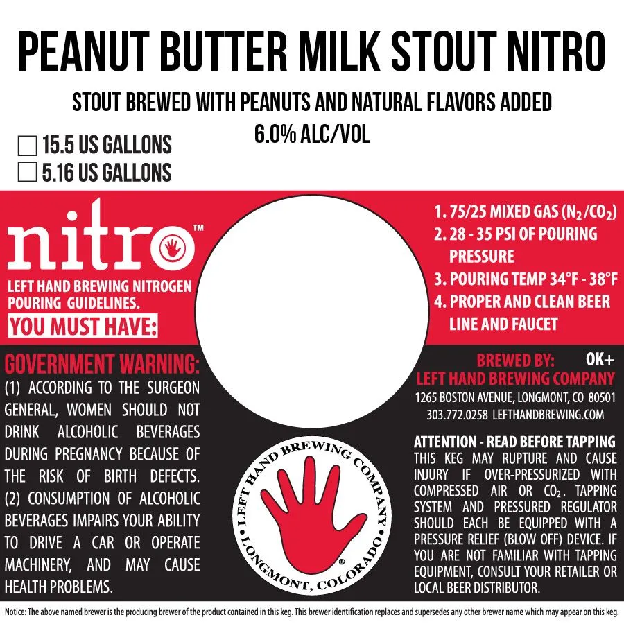 Peanut Butter Milk Stout Nitro — full label as filed with TTB