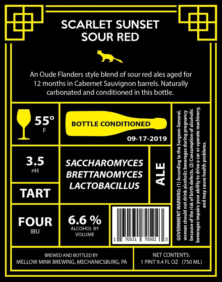 Scarlet Sunset Sour Red — full label as filed with TTB