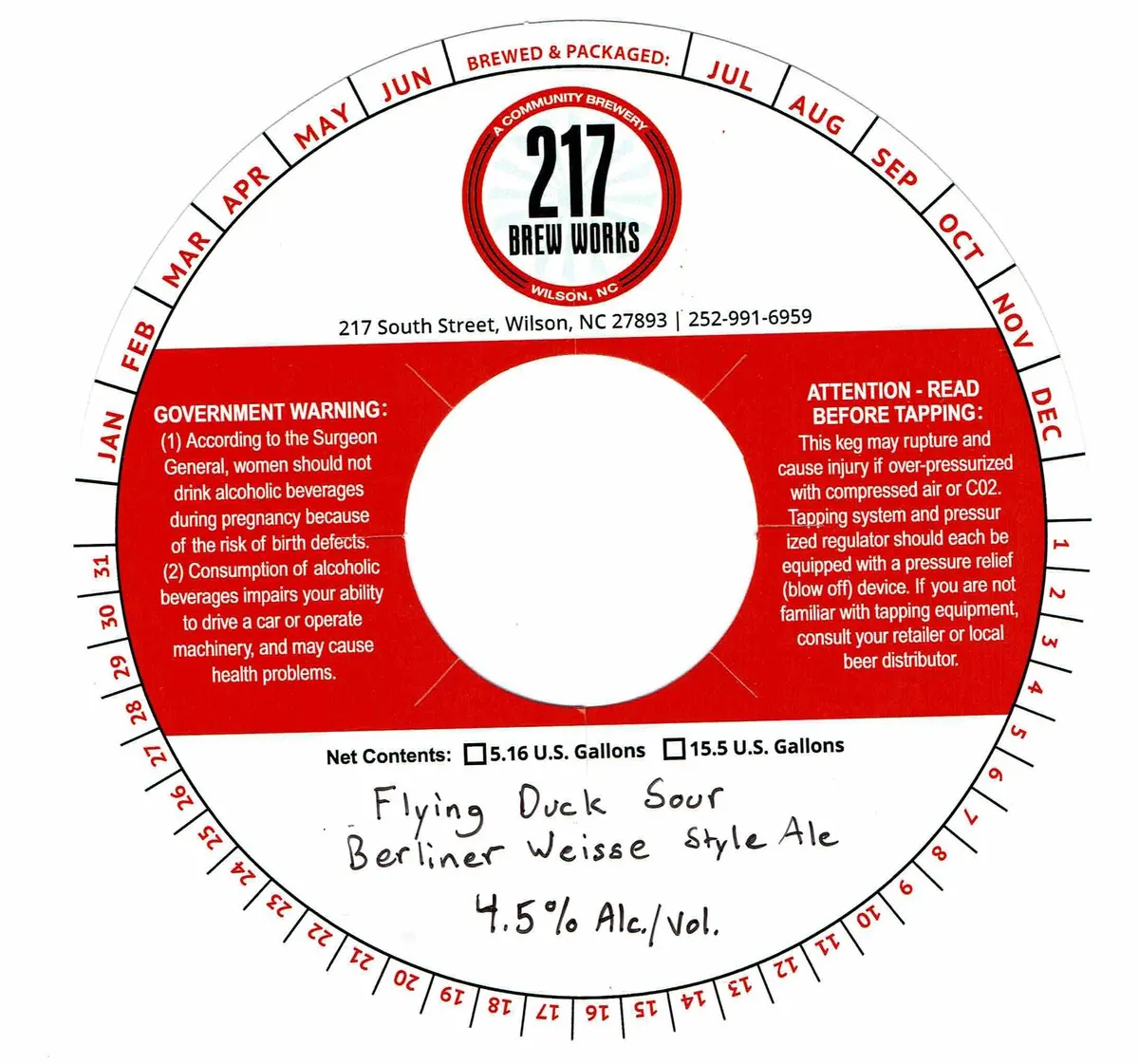 Flying Duck Sour — full label as filed with TTB