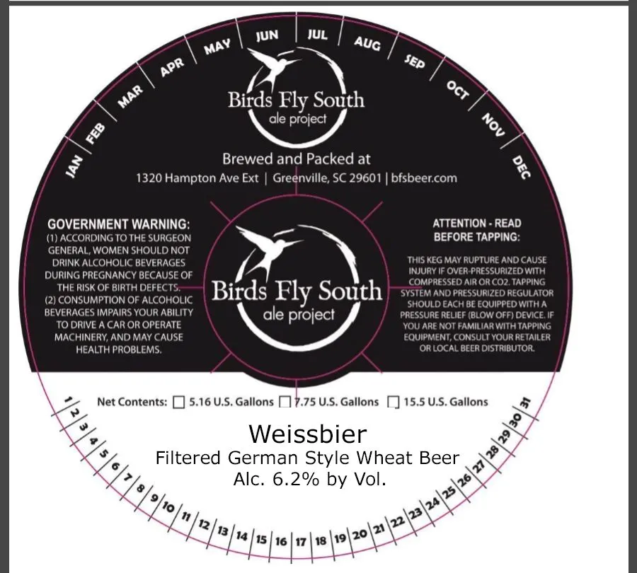 Weissbier — full label as filed with TTB