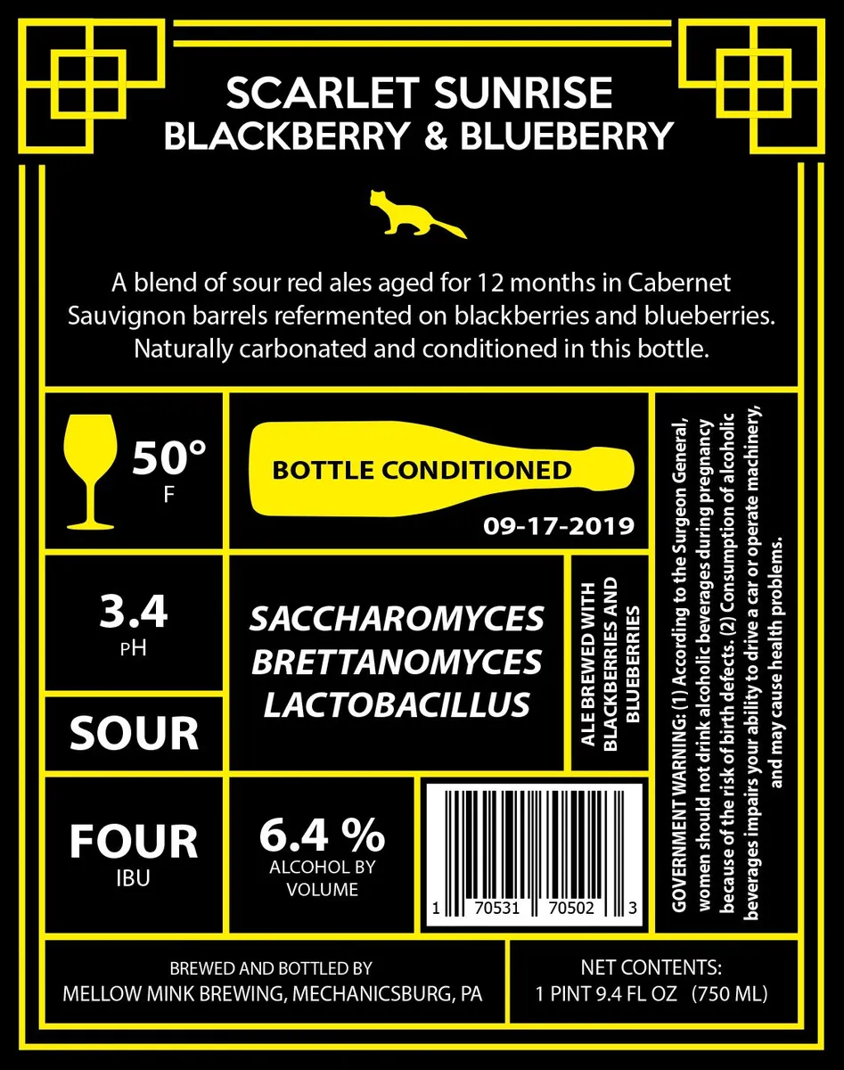 Scarlet Sunrise Blackberry & Blueberry — full label as filed with TTB