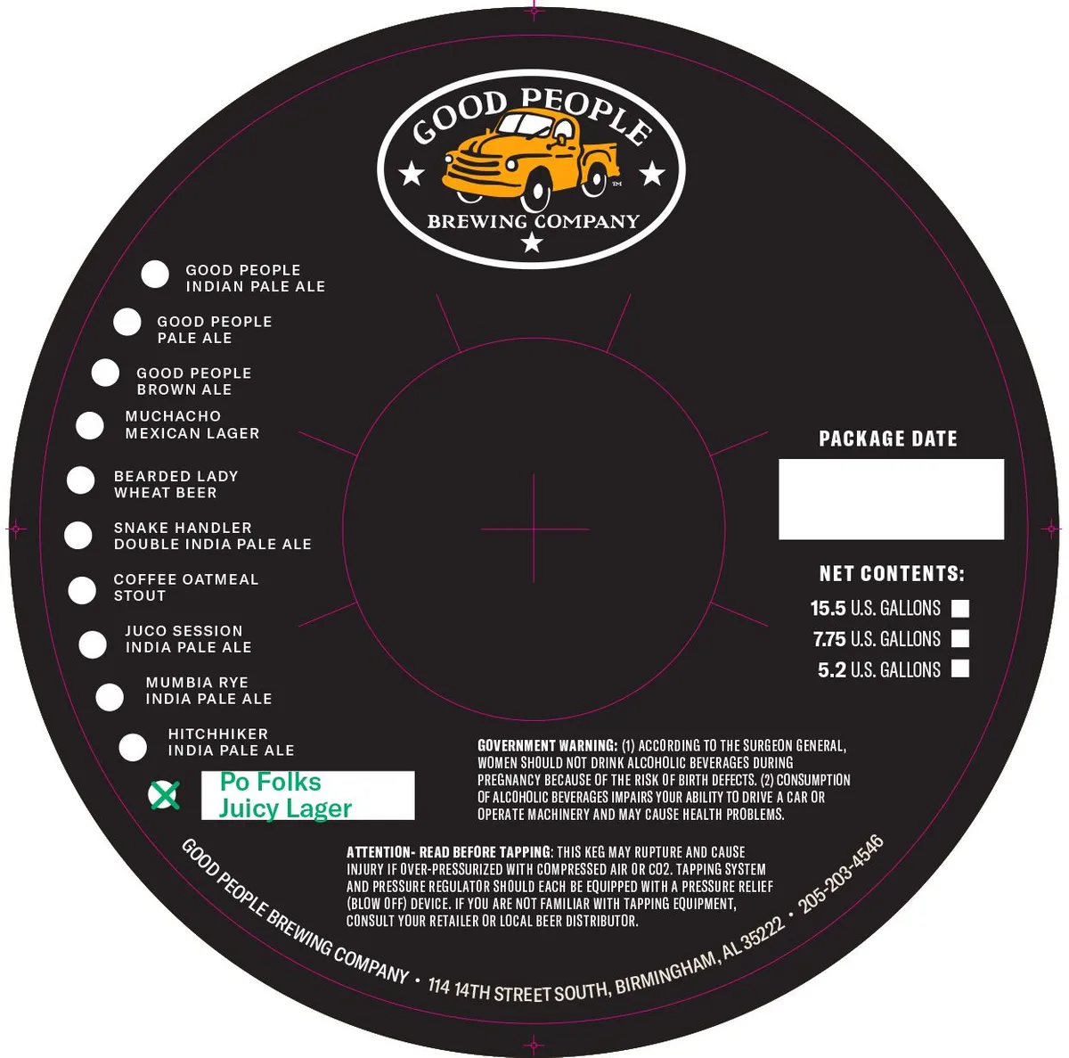 Po Folks Juicy Lager — full label as filed with TTB