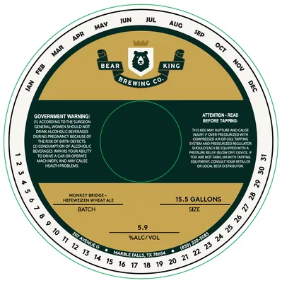 Monkey Bridge Hefeweizen Wheat Ale label
