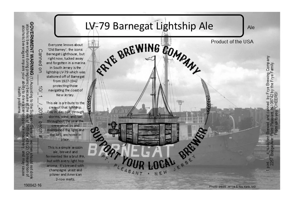 LV-79 Barnegat Lightship Ale — full label as filed with TTB