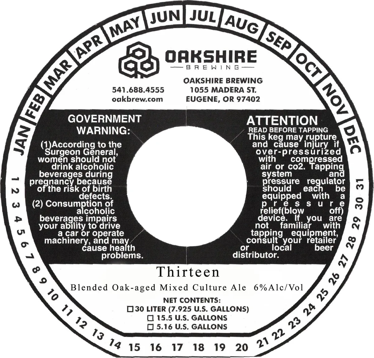 Thirteen — full label as filed with TTB