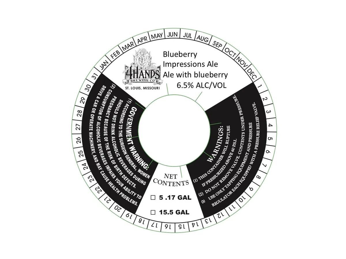 Blueberry Impressions Ale — full label as filed with TTB