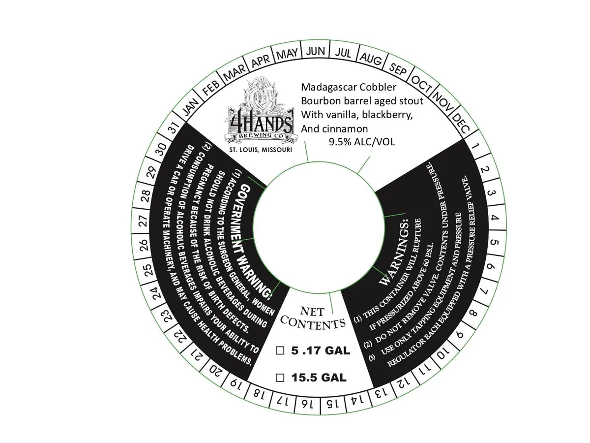 Madagascar Cobbler — full label as filed with TTB