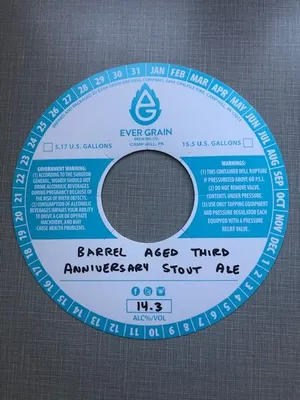 Barrel Aged Third Anniversary Stout Ale label