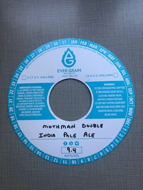 Mothman Double India Pale Ale — full label as filed with TTB