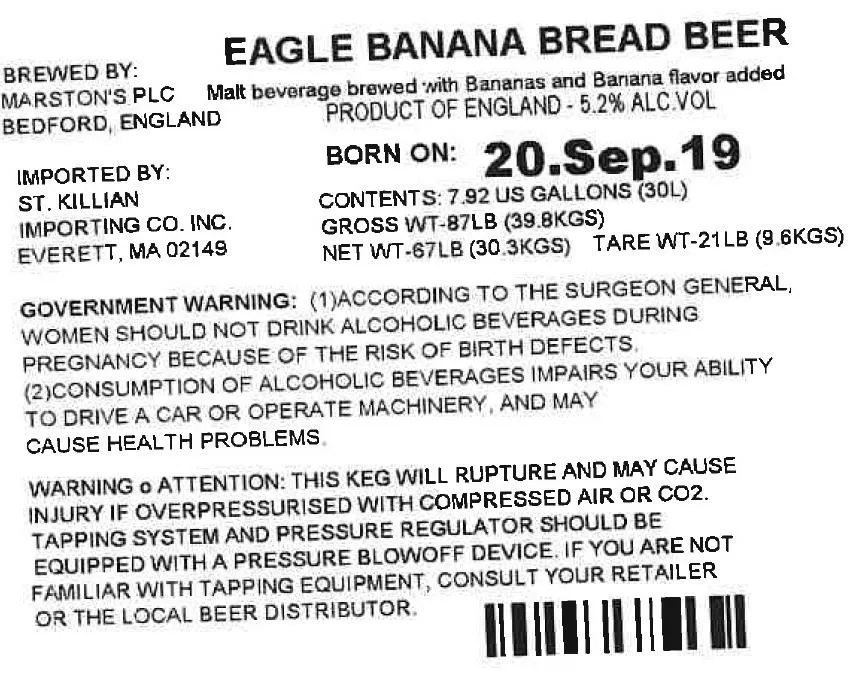 Banana Bread Beer — full label as filed with TTB
