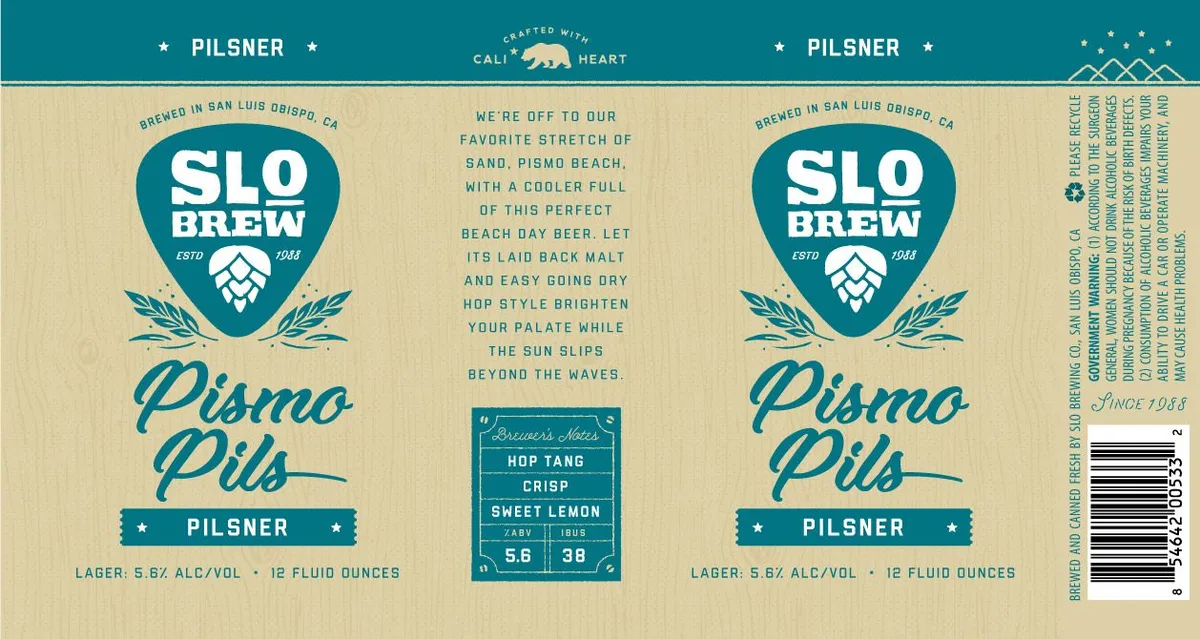 Pismo Pils — full label as filed with TTB