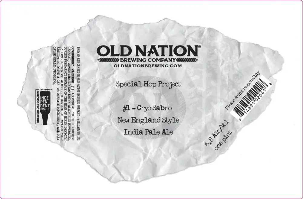 Special Hop Project #1 - Cryo Sabro — full label as filed with TTB