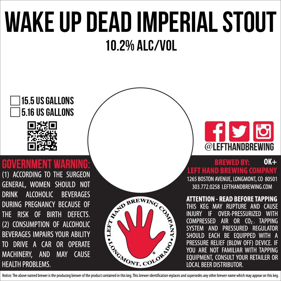 Wake Up Dead Imperial Stout — full label as filed with TTB