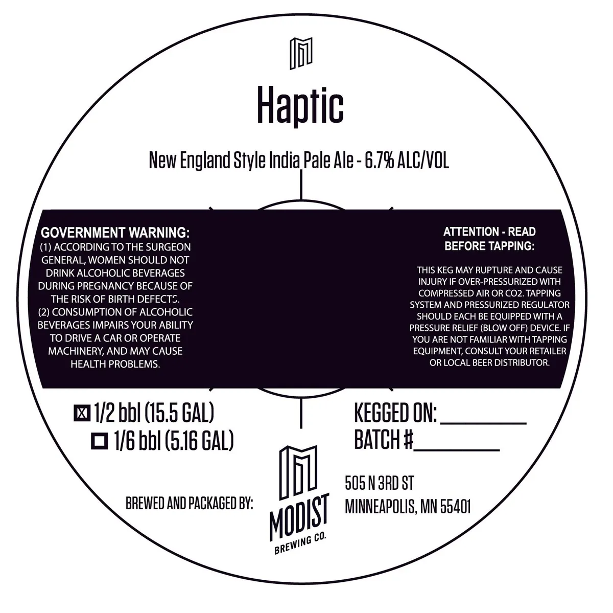 Haptic — full label as filed with TTB