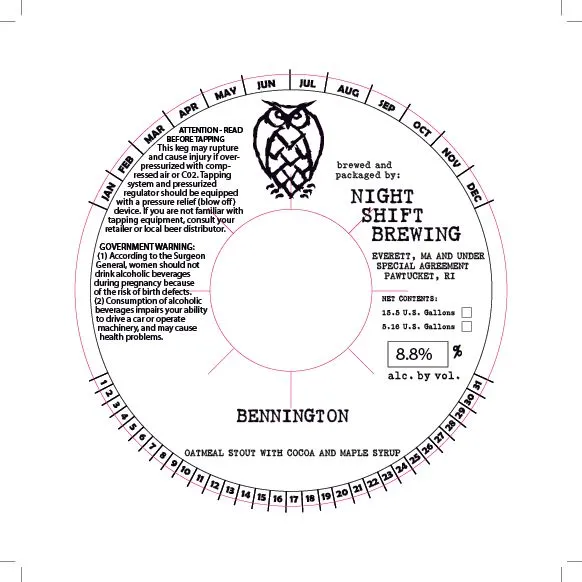 Bennington — full label as filed with TTB