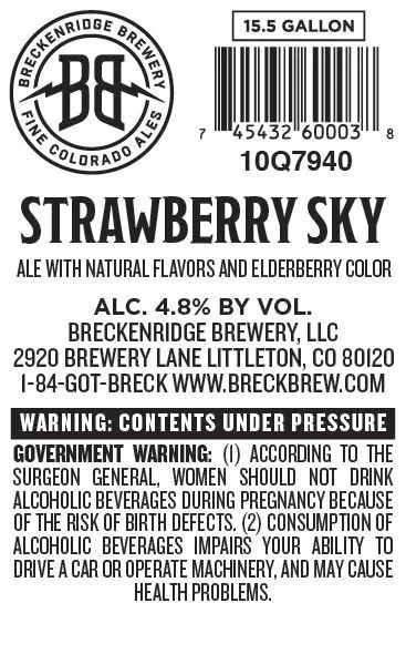 Strawberry Sky — full label as filed with TTB