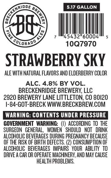 Strawberry Sky — full label as filed with TTB
