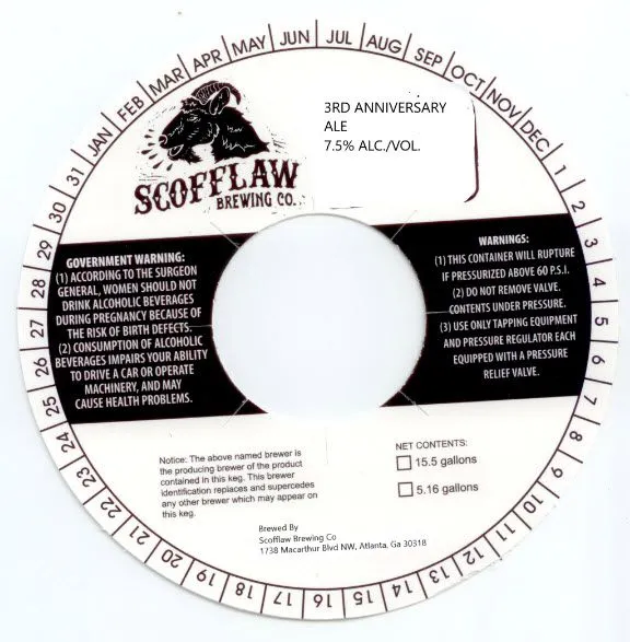 3rd Anniversary — full label as filed with TTB