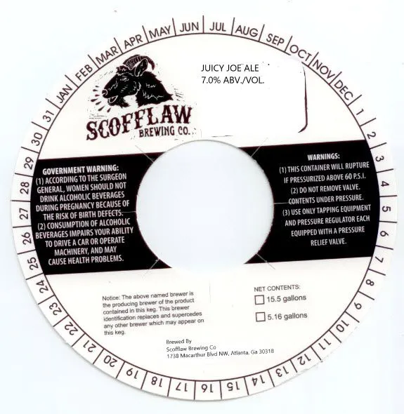 Juicy Joe Ale — full label as filed with TTB