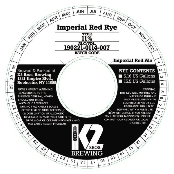 Imperial Red Rye — full label as filed with TTB