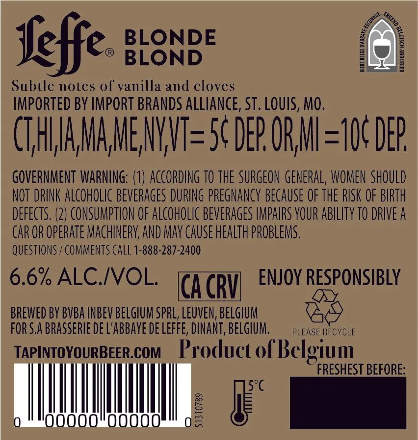 Leffe Blonde label art — LEFFE BLONDE