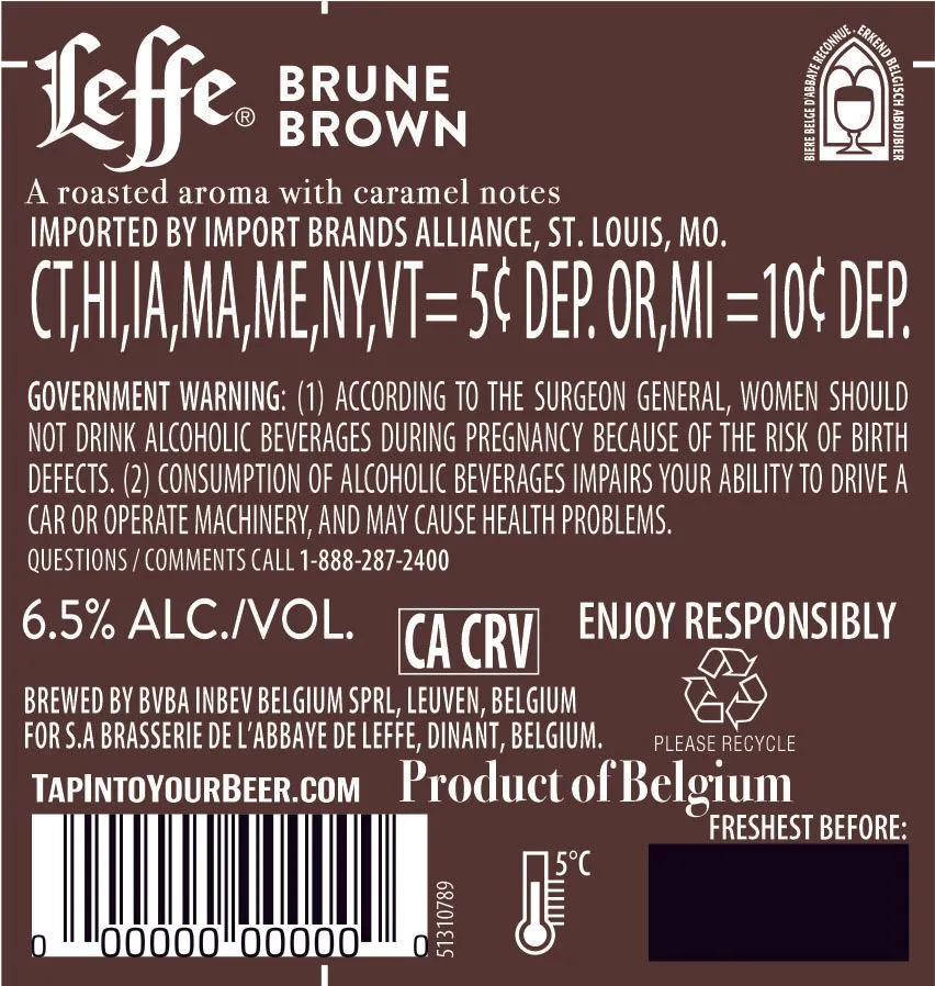 Leffe Brune Brown label art — LEFFE BROWN