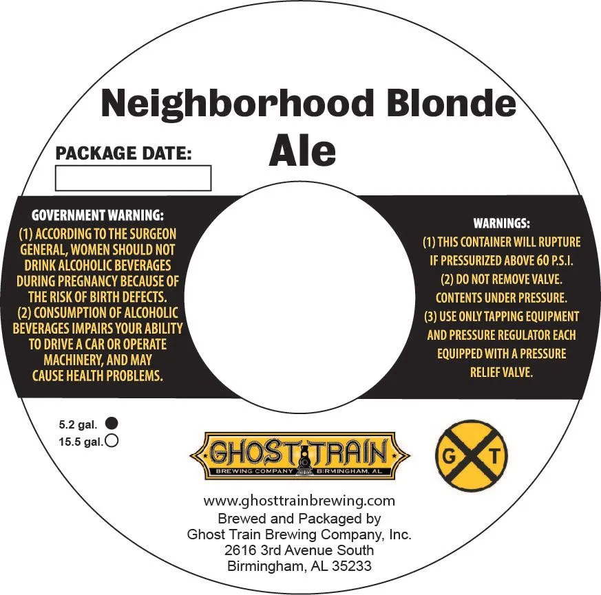 Neighborhood Blonde Ale — full label as filed with TTB