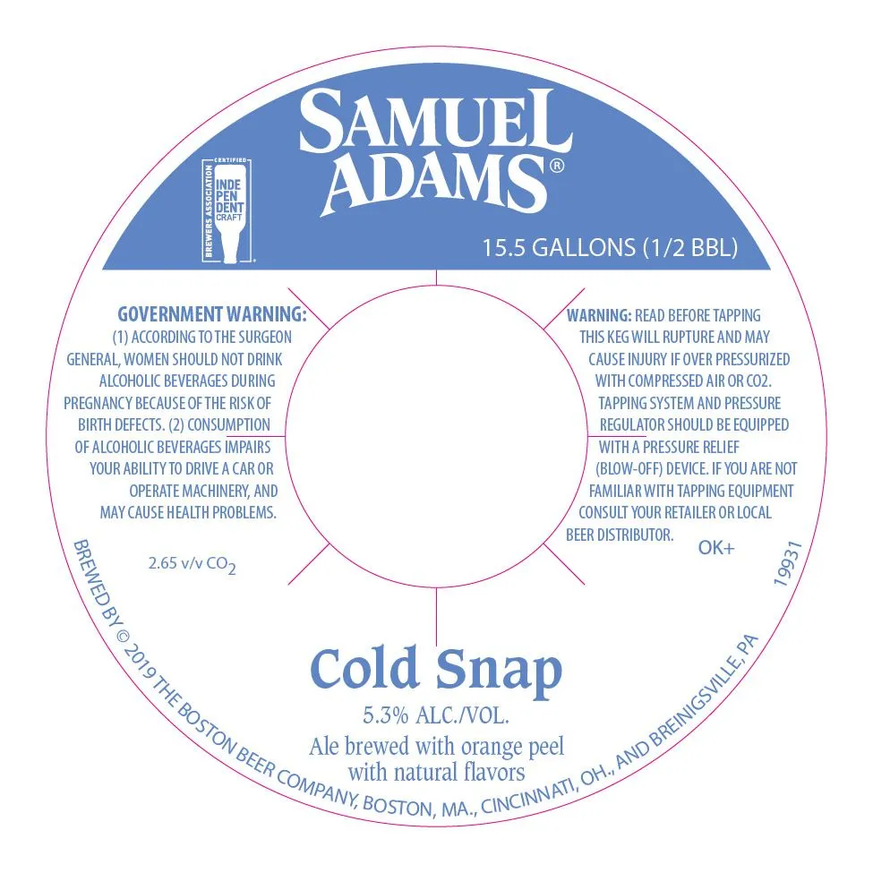 Cold Snap — full label as filed with TTB