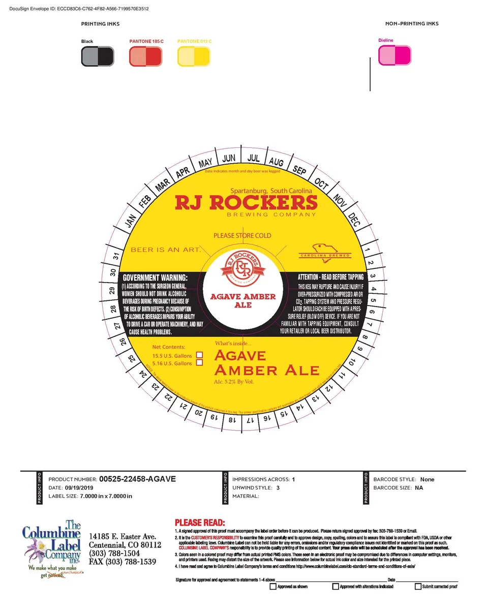 Agave Amber Ale — full label as filed with TTB