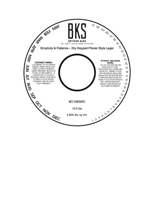 Simplicity & Patience - Dry Hopped Pilsner Style Lager label