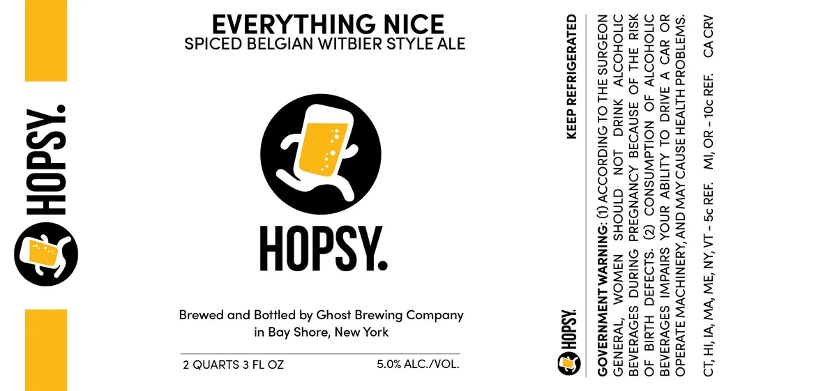EVERYTHING NICE SPICED BELGIAN WITBIER STYLE ALE — full label as filed with TTB