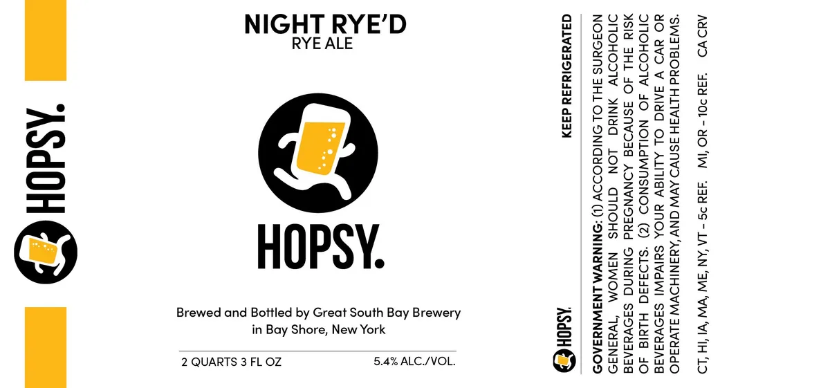 Hopsy. Night Rye'D Rye Ale — full label as filed with TTB