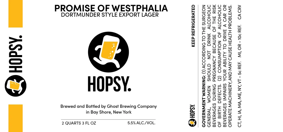 Promise of Westphalia Dortmunder Style Export Lager — full label as filed with TTB