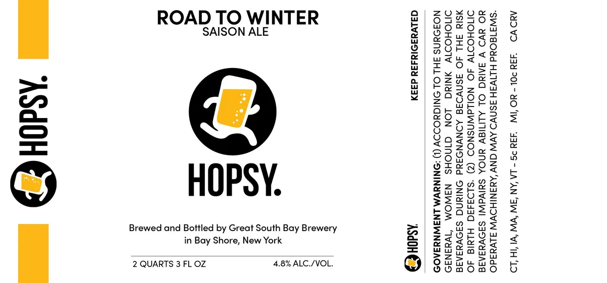 Hopsy. Road to Winter Saison Ale — full label as filed with TTB