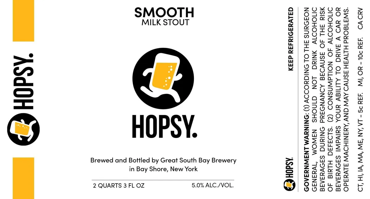 Hopsy. Smooth Milk Stout label