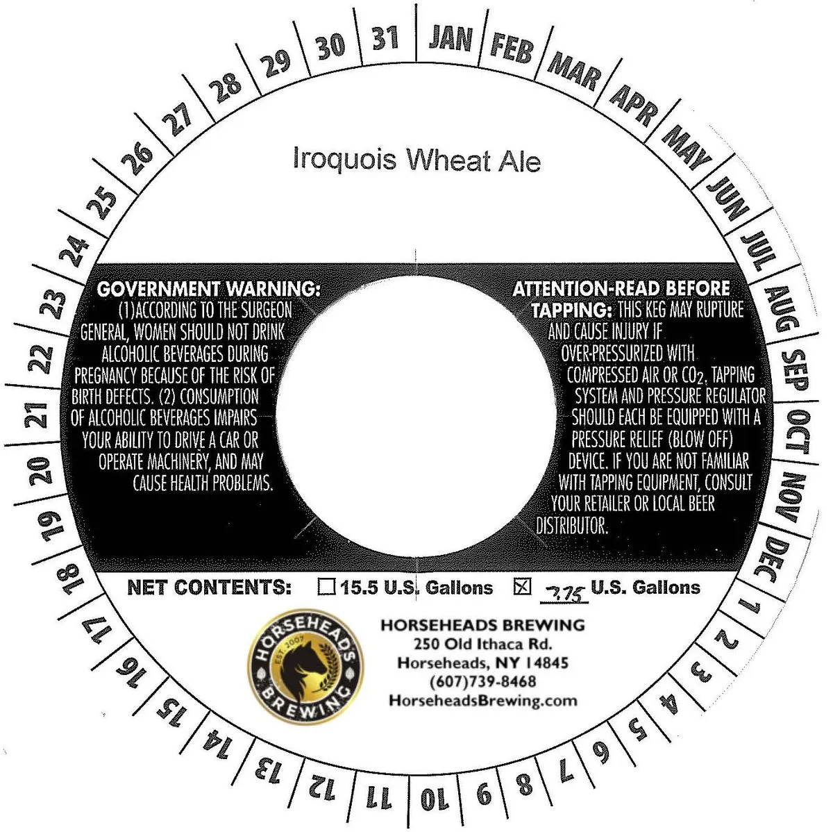 Iroquois Wheat Ale — full label as filed with TTB