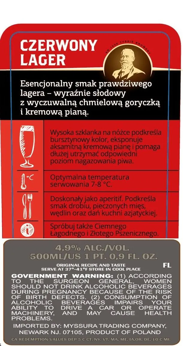 Czerwony Lager — full label as filed with TTB