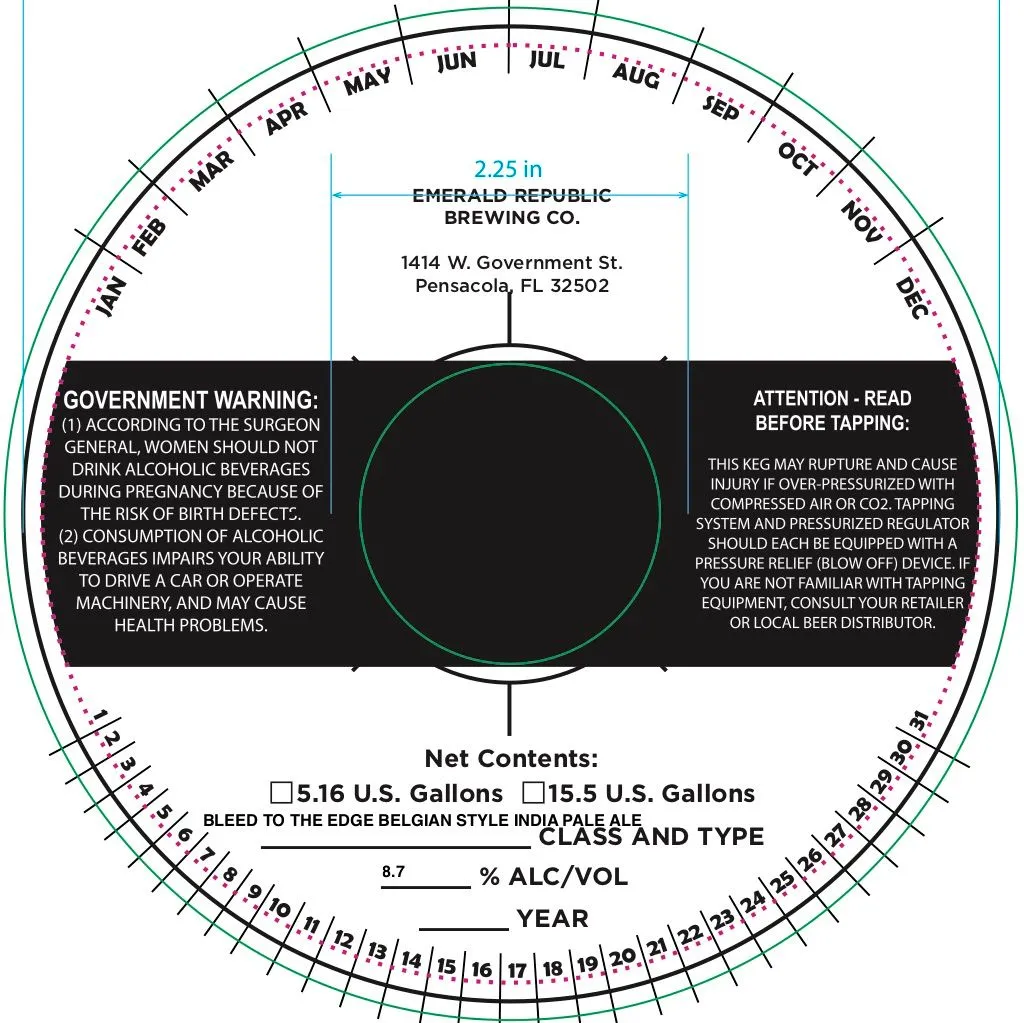 Bleed to the Edge — full label as filed with TTB