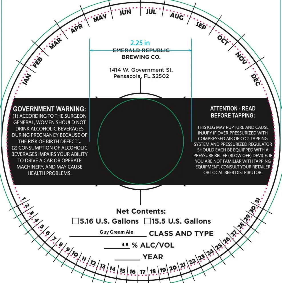 Guy Cream Ale — full label as filed with TTB