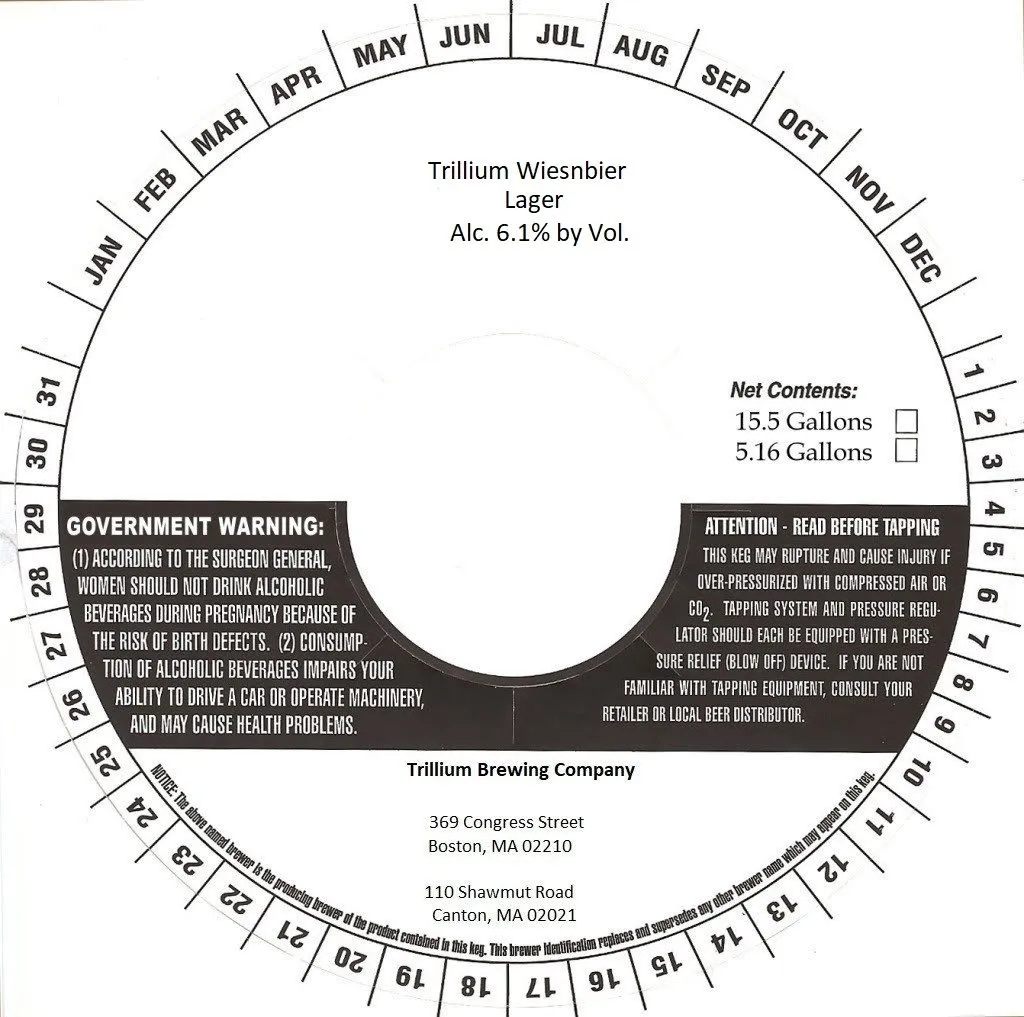 Trillium Wiesnbier — full label as filed with TTB