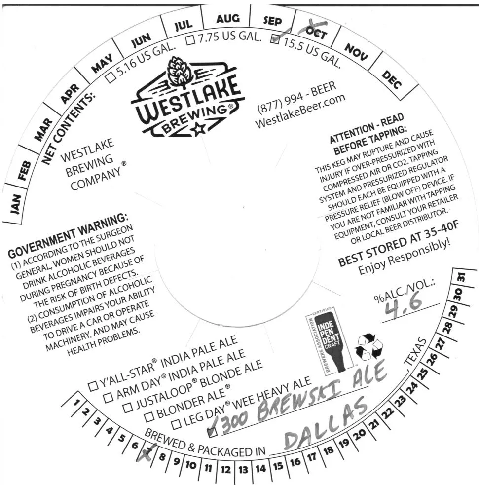 300 Brewski Ale — full label as filed with TTB