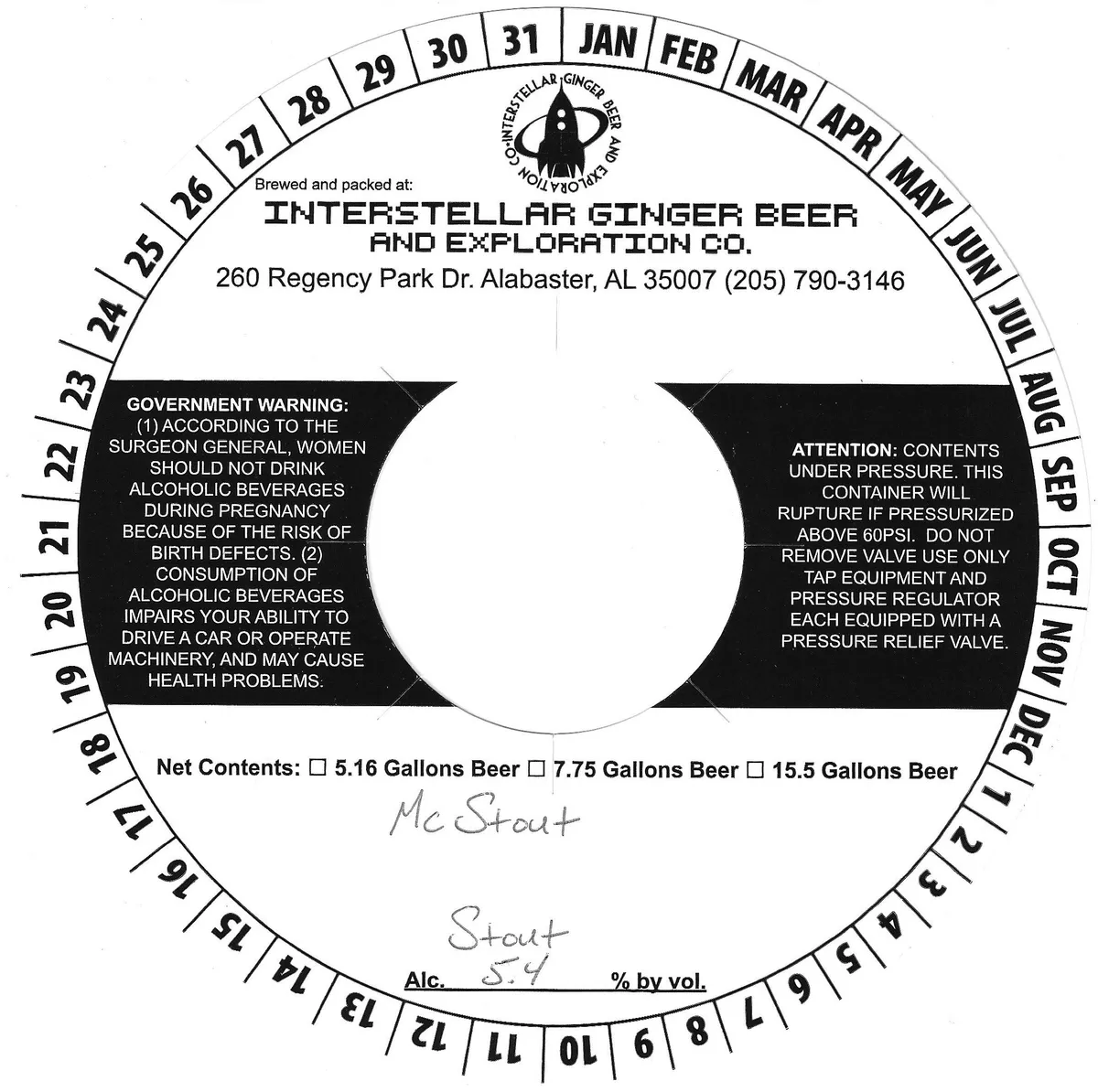McStout — full label as filed with TTB