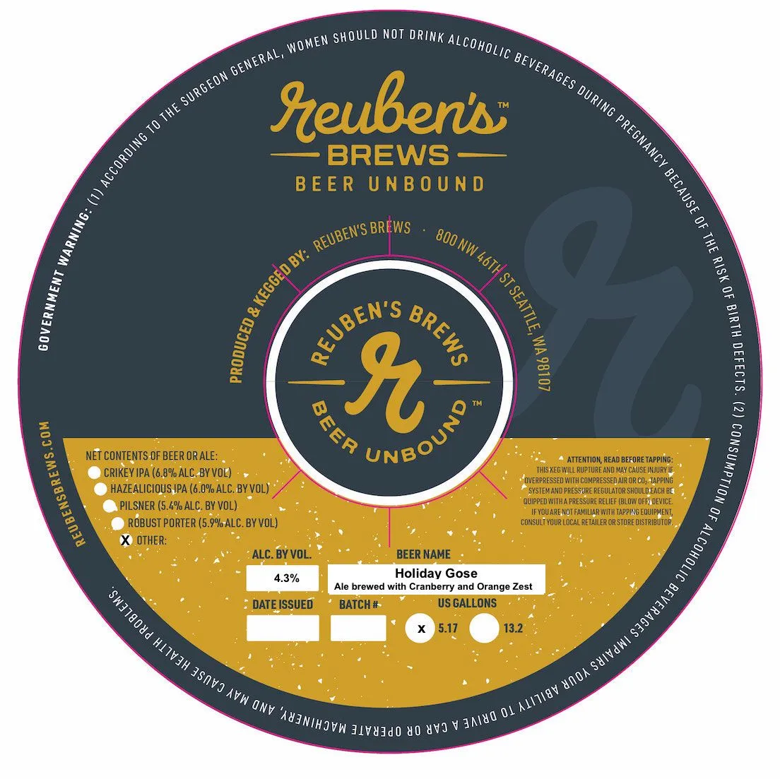 Holiday Gose — full label as filed with TTB