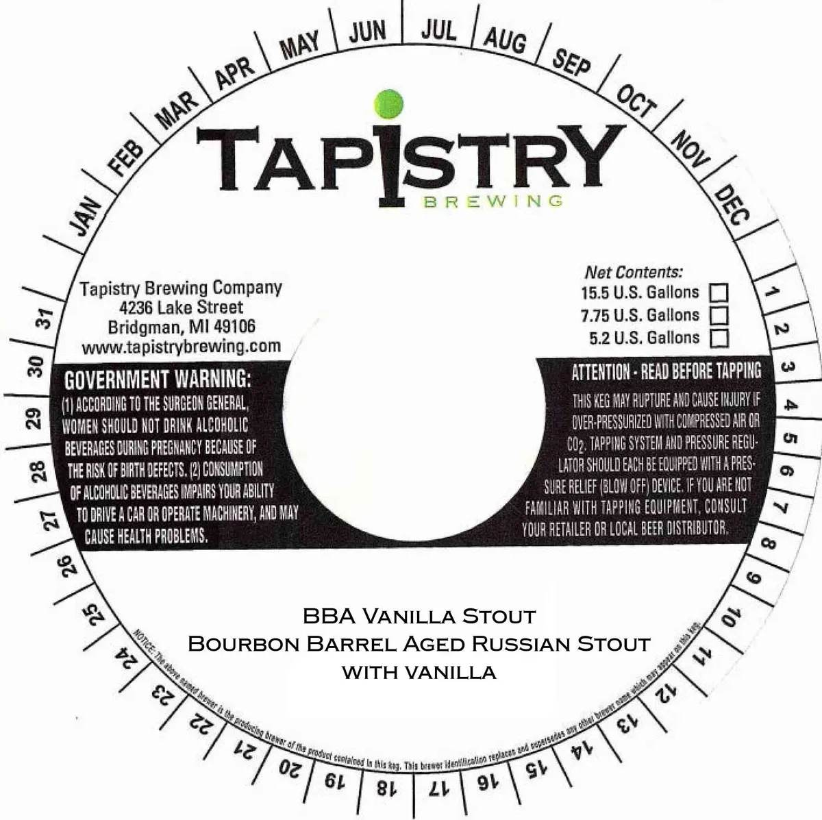 BBA Vanilla Stout — full label as filed with TTB