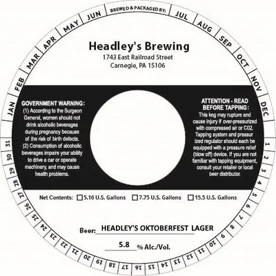 Headley's Oktoberfest Lager label