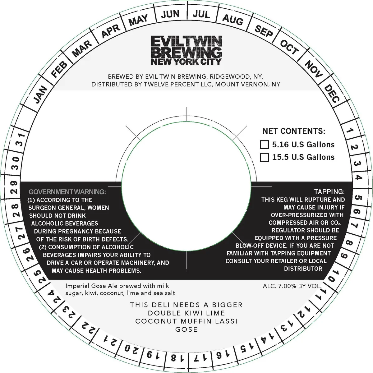 This Deli Needs A Bigger Double Kiwi Lime Coconut Muffin Lassi Gose — full label as filed with TTB