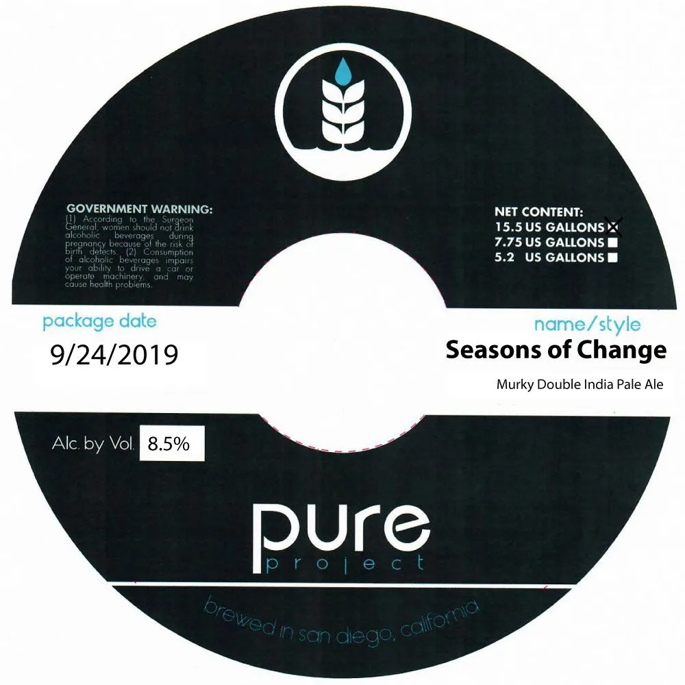 Seasons of Change — full label as filed with TTB