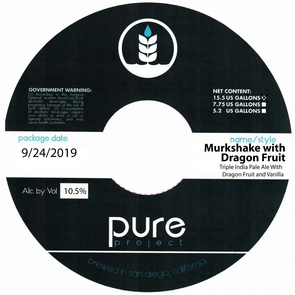 Murkshake with Dragon Fruit — full label as filed with TTB
